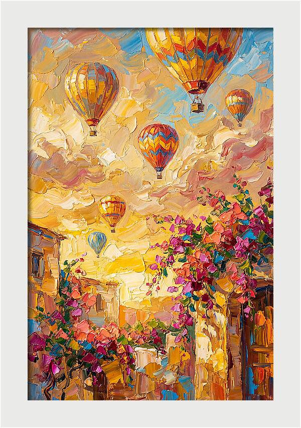 Hot Air Balloons Over Mediterranean