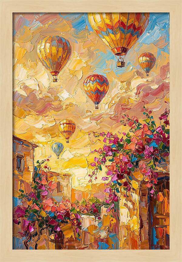 Hot Air Balloons Over Mediterranean