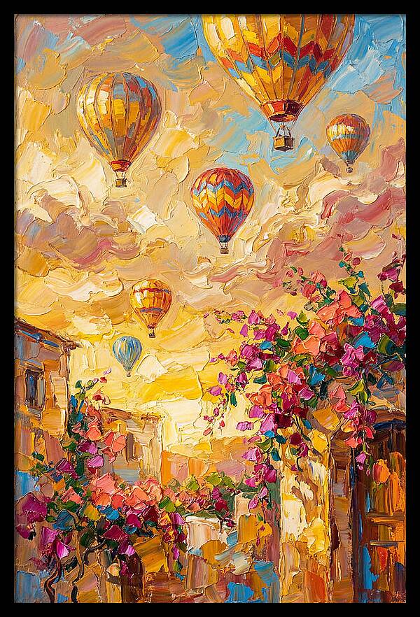 Hot Air Balloons Over Mediterranean