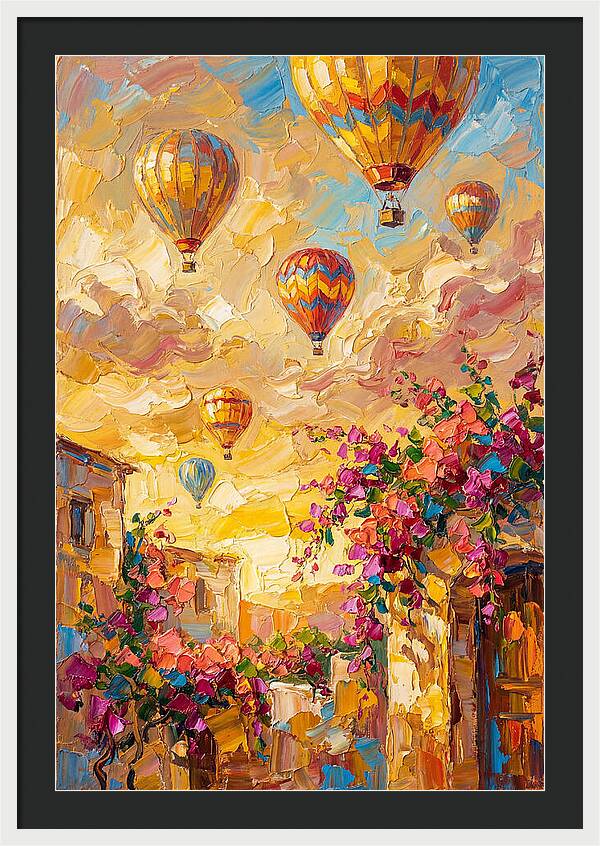 Hot Air Balloons Over Mediterranean