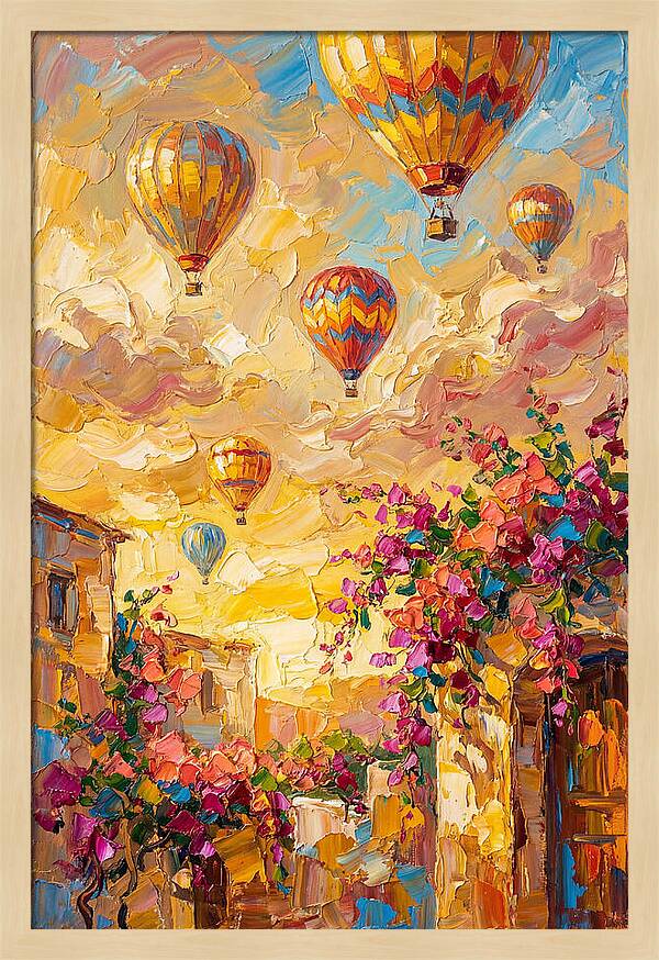 Hot Air Balloons Over Mediterranean
