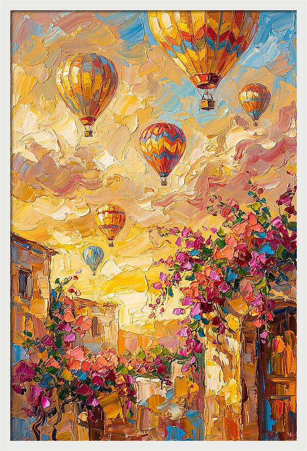 Hot Air Balloons Over Mediterranean