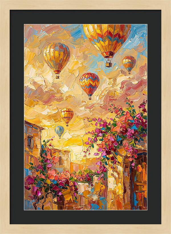 Hot Air Balloons Over Mediterranean