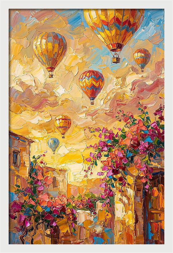 Hot Air Balloons Over Mediterranean