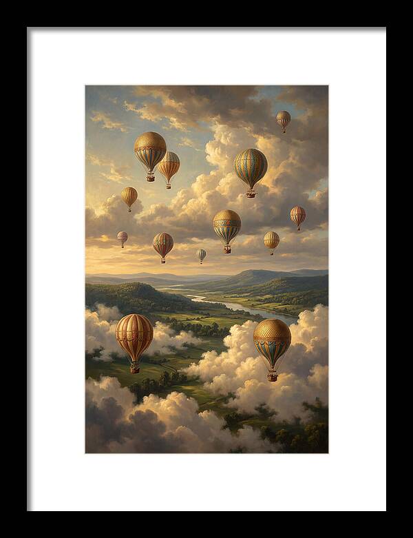 Hot Air Balloons Over Serene Landscape