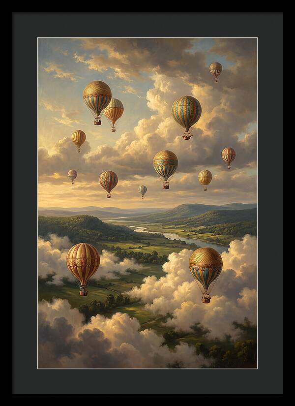 Hot Air Balloons Over Serene Landscape