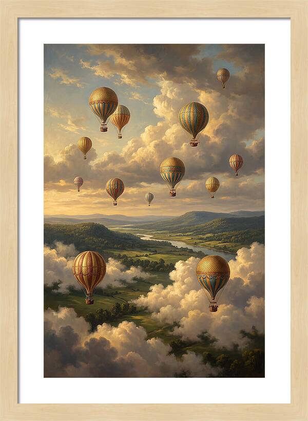 Hot Air Balloons Over Serene Landscape