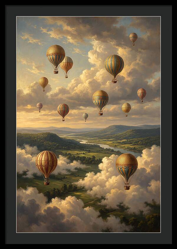 Hot Air Balloons Over Serene Landscape
