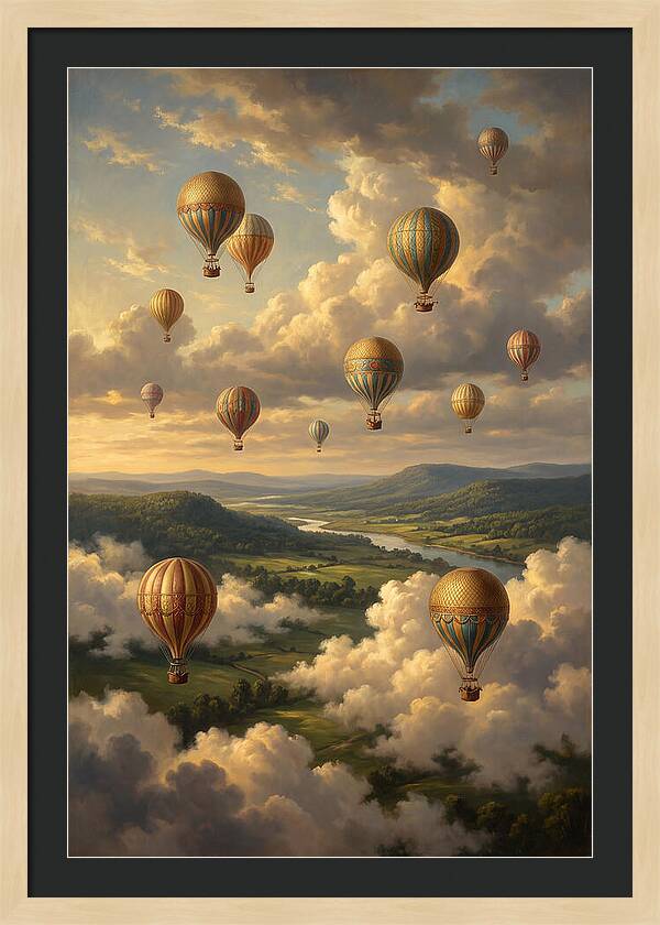 Hot Air Balloons Over Serene Landscape