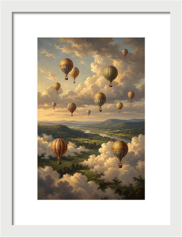 Hot Air Balloons Over Serene Landscape