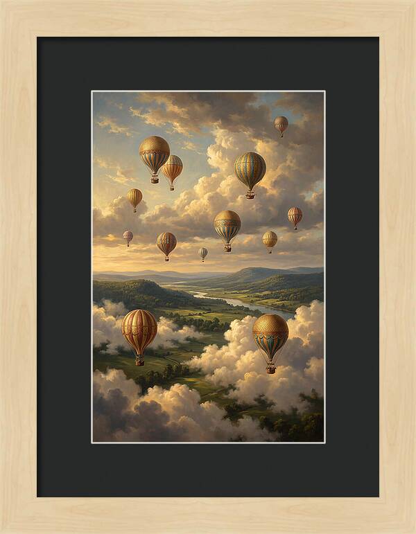 Hot Air Balloons Over Serene Landscape