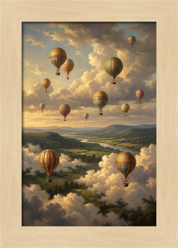 Hot Air Balloons Over Serene Landscape
