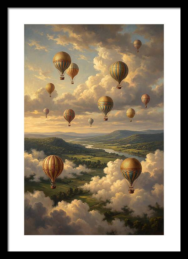 Hot Air Balloons Over Serene Landscape