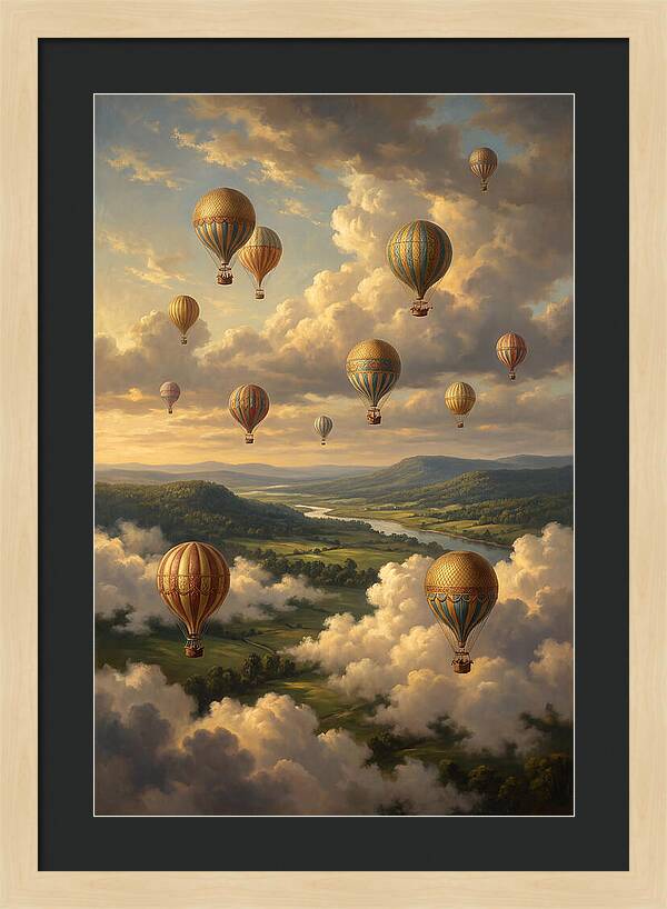 Hot Air Balloons Over Serene Landscape