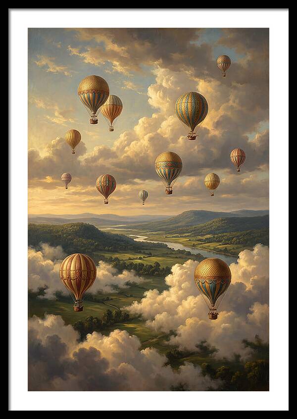 Hot Air Balloons Over Serene Landscape