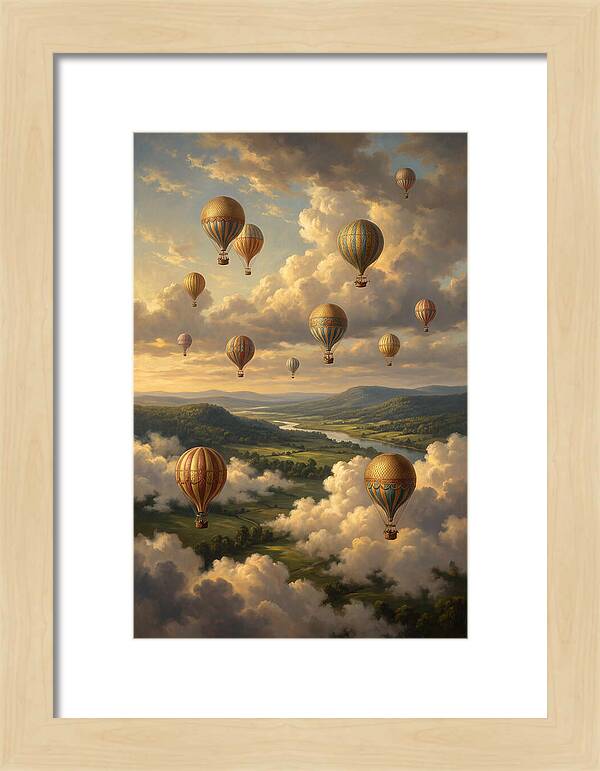 Hot Air Balloons Over Serene Landscape