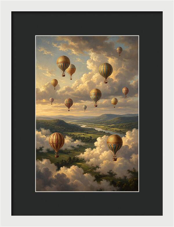 Hot Air Balloons Over Serene Landscape