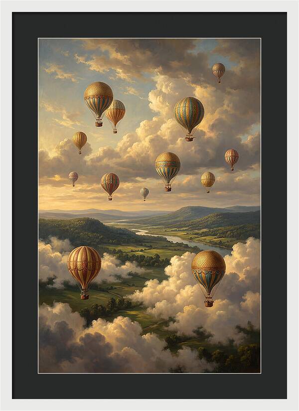 Hot Air Balloons Over Serene Landscape