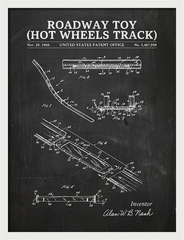 Hot Wheels Track Roadway Toy Chalkboard Patent Us3487999a
