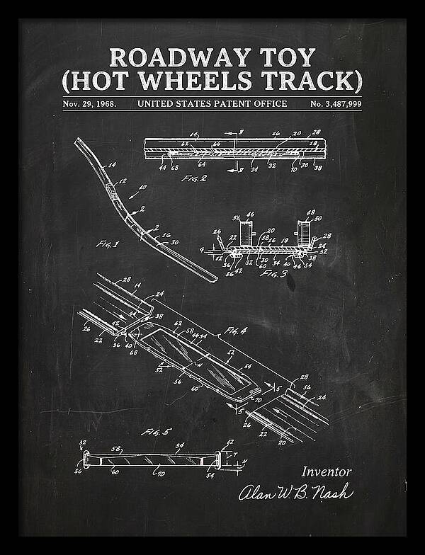 Hot Wheels Track Roadway Toy Chalkboard Patent Us3487999a