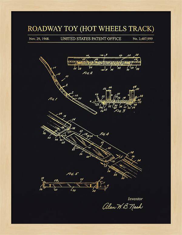 Hot Wheels Track Roadway Toy Gold Patent Us3487999a