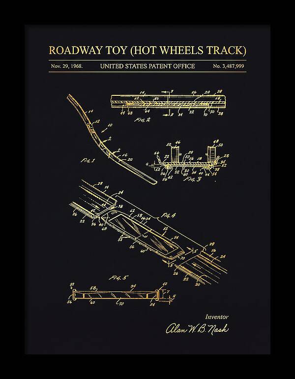 Hot Wheels Track Roadway Toy Gold Patent Us3487999a