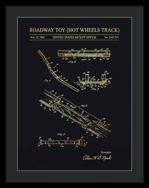 Hot Wheels Track Roadway Toy Gold Patent Us3487999a
