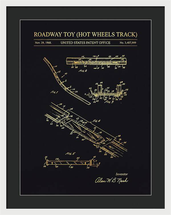 Hot Wheels Track Roadway Toy Gold Patent Us3487999a