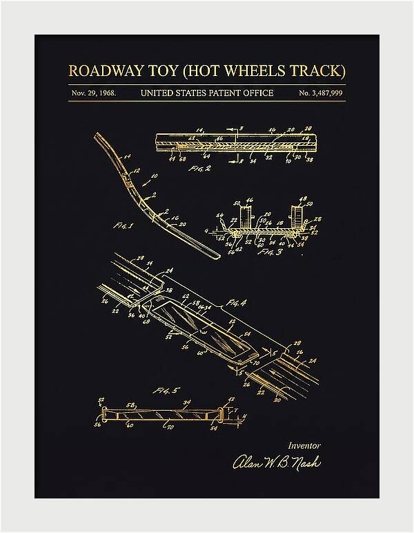 Hot Wheels Track Roadway Toy Gold Patent Us3487999a