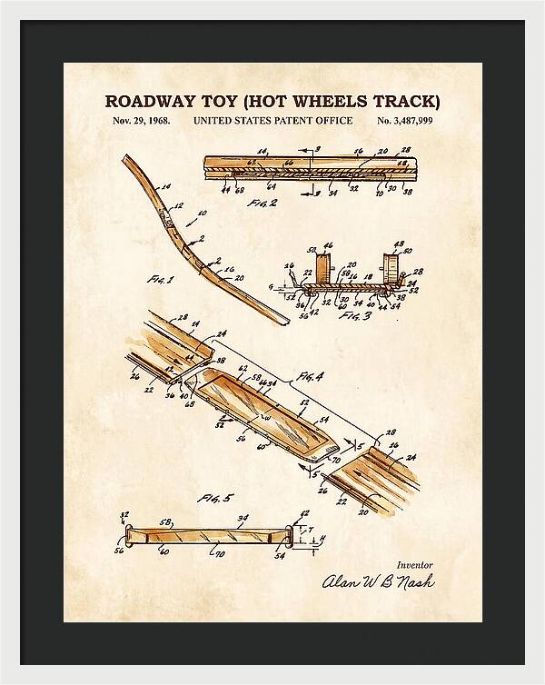 Hot Wheels Track Roadway Toy Watercolor Patent Us3487999a