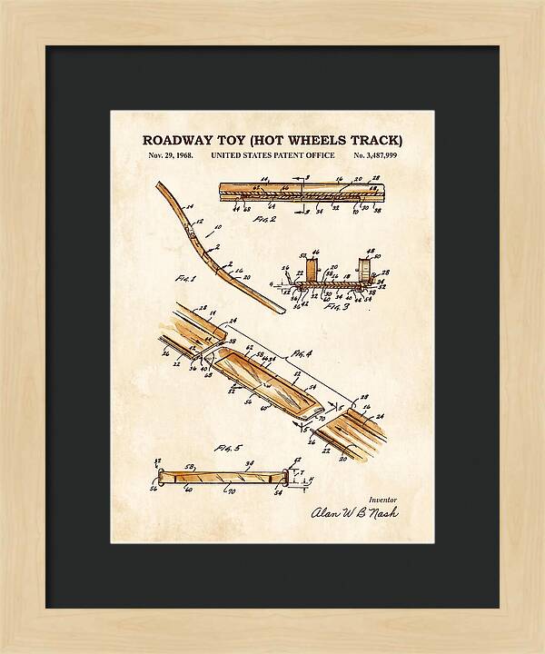 Hot Wheels Track Roadway Toy Watercolor Patent Us3487999a