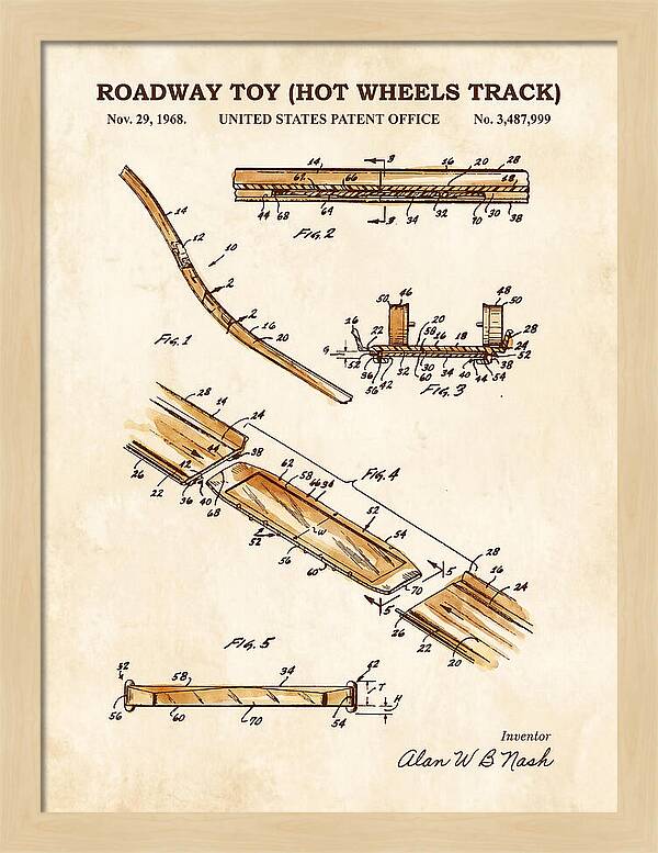 Hot Wheels Track Roadway Toy Watercolor Patent Us3487999a