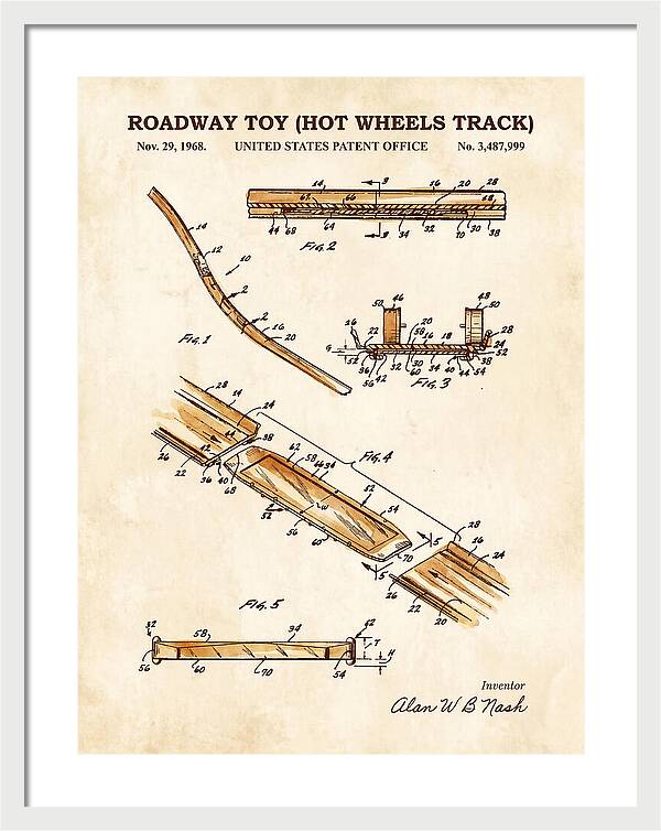 Hot Wheels Track Roadway Toy Watercolor Patent Us3487999a