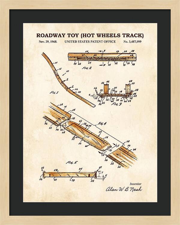 Hot Wheels Track Roadway Toy Watercolor Patent Us3487999a