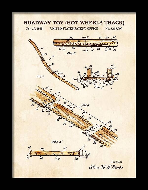 Hot Wheels Track Roadway Toy Watercolor Patent Us3487999a