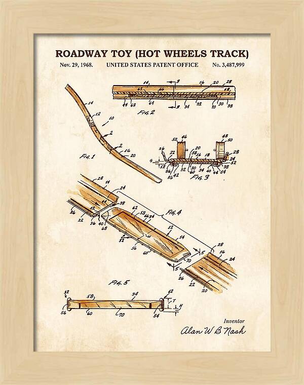 Hot Wheels Track Roadway Toy Watercolor Patent Us3487999a