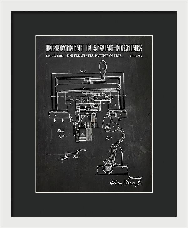 Howe Sewing Machine Chalkboard Patent Us4750a