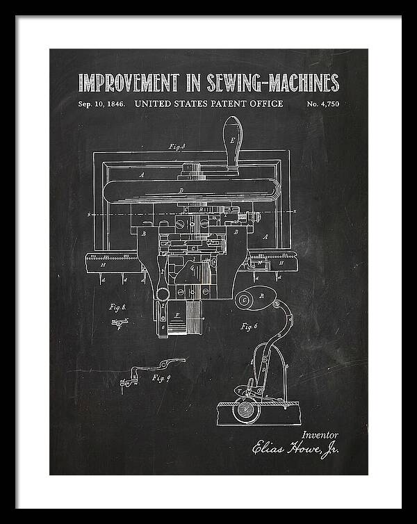 Howe Sewing Machine Chalkboard Patent Us4750a