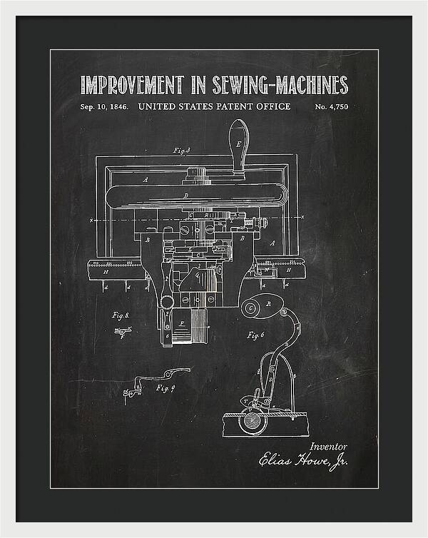 Howe Sewing Machine Chalkboard Patent Us4750a
