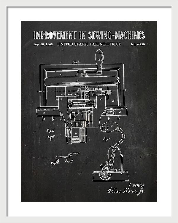 Howe Sewing Machine Chalkboard Patent Us4750a
