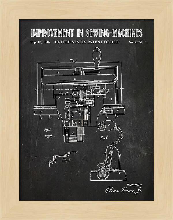 Howe Sewing Machine Chalkboard Patent Us4750a