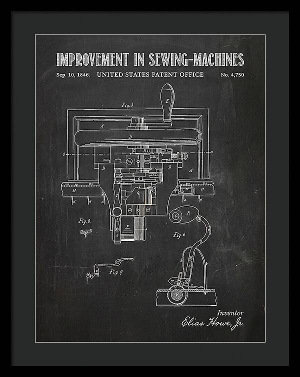 Howe Sewing Machine Chalkboard Patent Us4750a