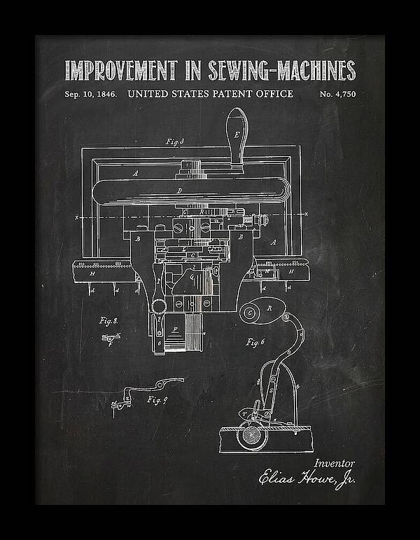 Howe Sewing Machine Chalkboard Patent Us4750a