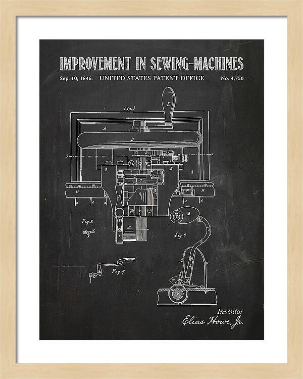 Howe Sewing Machine Chalkboard Patent Us4750a