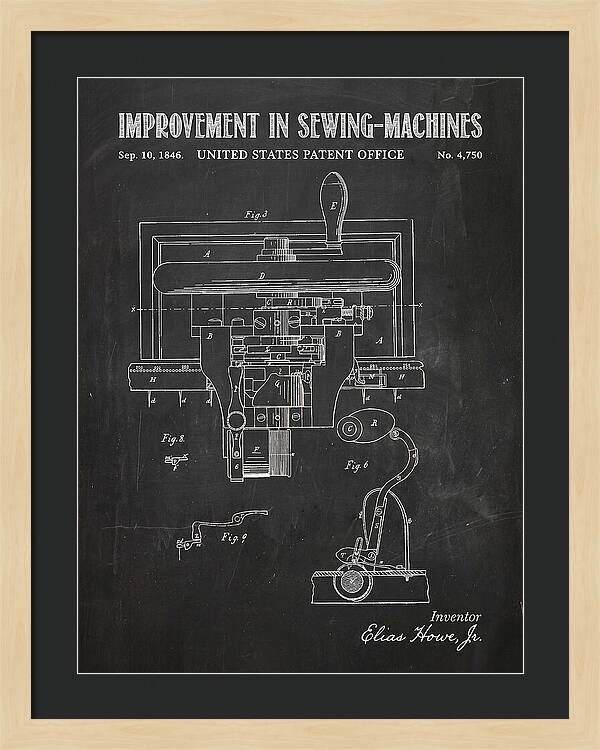 Howe Sewing Machine Chalkboard Patent Us4750a