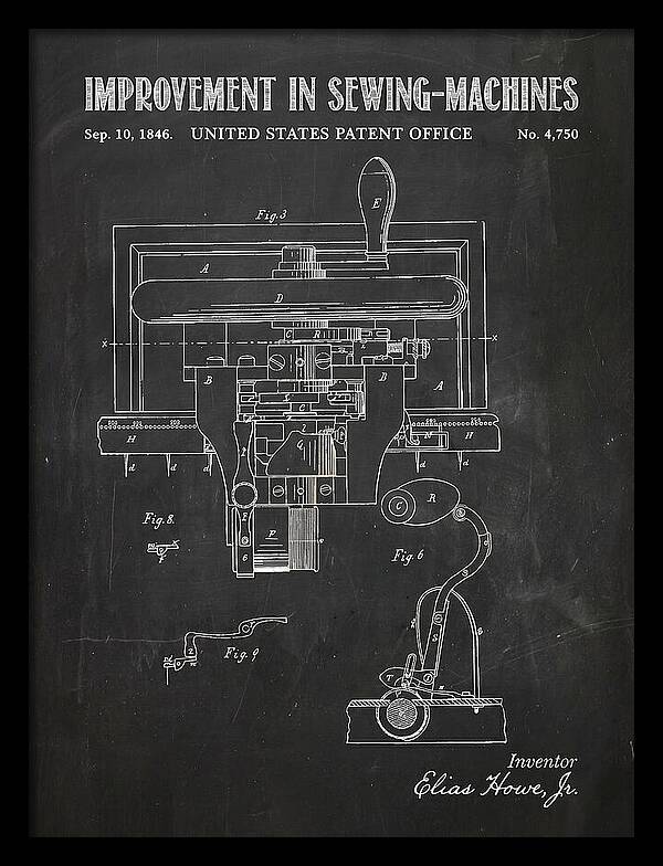 Howe Sewing Machine Chalkboard Patent Us4750a