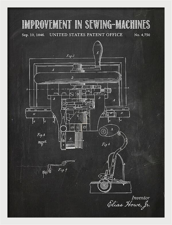 Howe Sewing Machine Chalkboard Patent Us4750a