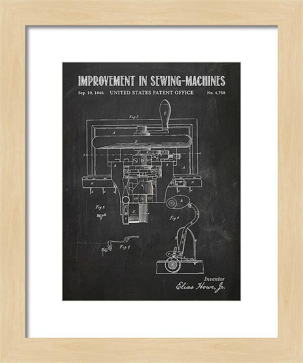 Howe Sewing Machine Chalkboard Patent Us4750a