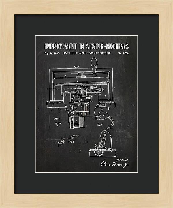 Howe Sewing Machine Chalkboard Patent Us4750a