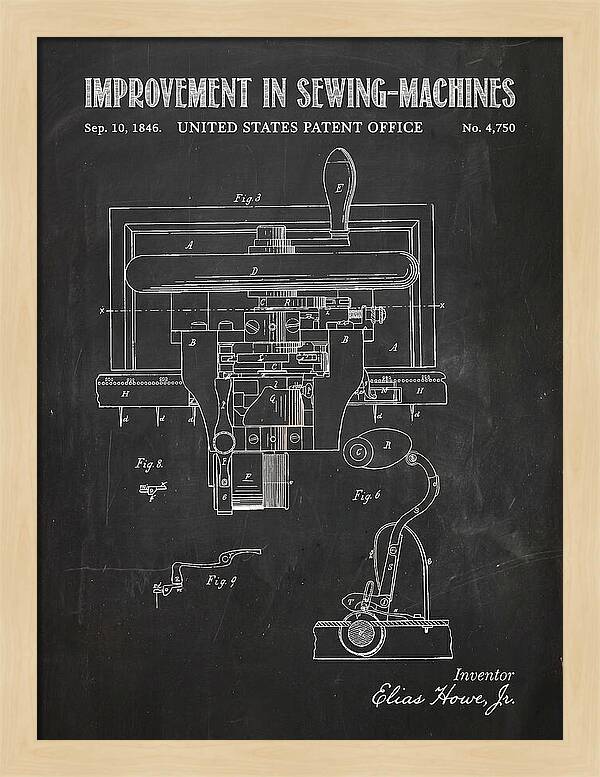 Howe Sewing Machine Chalkboard Patent Us4750a